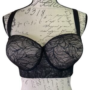 Leonisa Black Lace Molded Cup Bustier Bra Size 36C NWOT